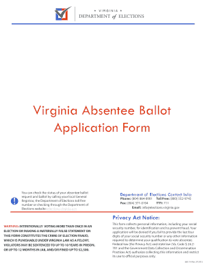 Virginia Absentee Ballot Application Form
