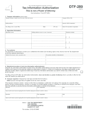New York Tax Information Authorization Form DTF-280