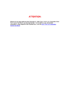 Form 1120-A US Corporation Short-Form Income Tax Return