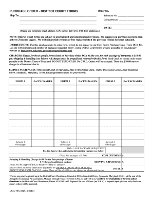 Purchase Order for District Court Forms