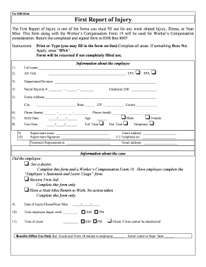 First Report of Injury Form