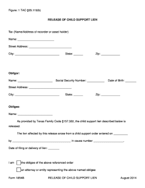 Texas Child Support Lien Release Form