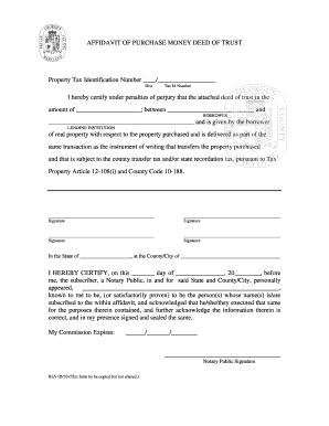 Affidavit of Purchase Money Deed of Trust