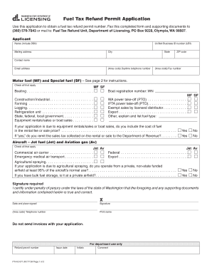 Washington Fuel Tax Refund Permit Application