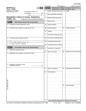 IRS Schedule K-1 (Form 1120S) 2006