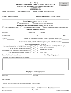 California QME Panel Request Form
