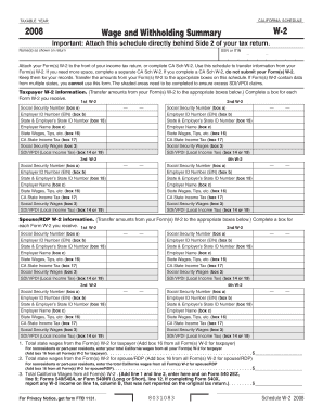 California Schedule W-2 2008