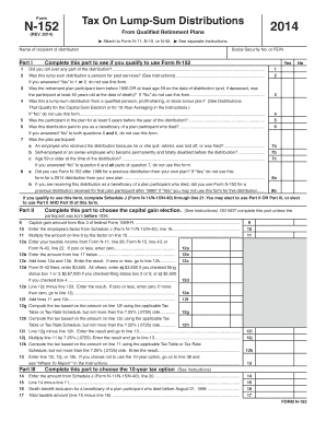 Tax Form N-152 for Lump-Sum Distributions