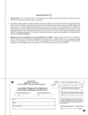 Ohio IT-3 Transmittal of Wage and Tax Statements