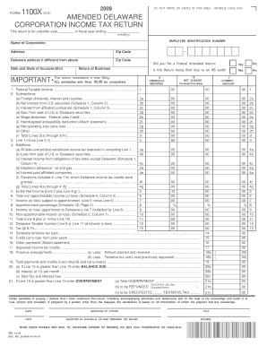Delaware Corporation Income Tax Return Form 1100X