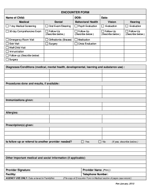 Child Health Encounter Form