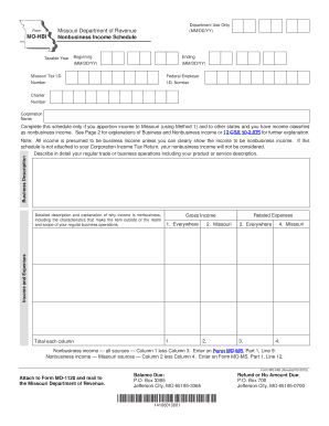Missouri Nonbusiness Income Schedule