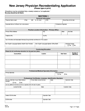 New Jersey Physician Recredentialing Application