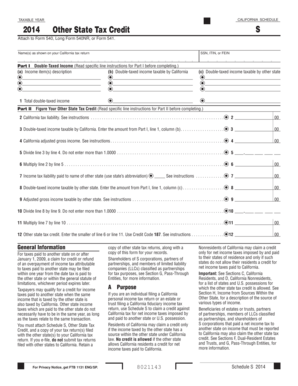 California 2014 Other State Tax Credit Schedule