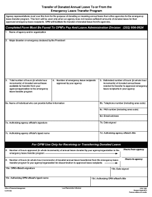 Transfer of Donated Annual Leave To or From the Emergency Leave ... - opm