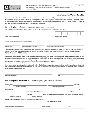 Oklahoma Public Employees Retirement System Vested Benefits Application