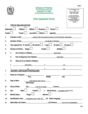 Pakistan Visa Application Form
