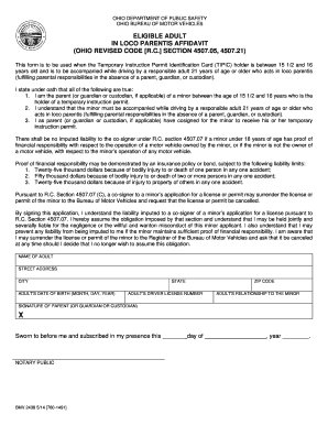Ohio In Loco Parentis Affidavit