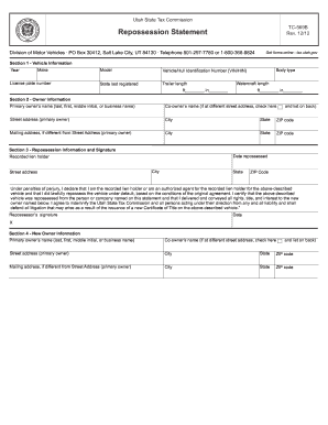 Utah Repossession Statement