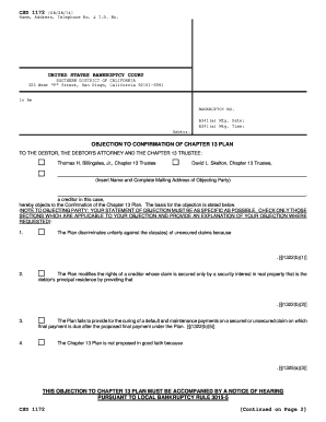 Objection to Confirmation of Chapter 13 Plan