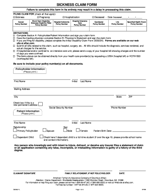 Aflac Sickness Claim Form