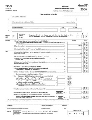 Kentucky 740-EZ Individual Income Tax Return