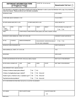 Defendant Information Form