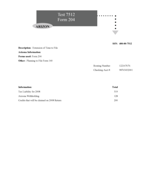 Arizona Form 204 Extension Request