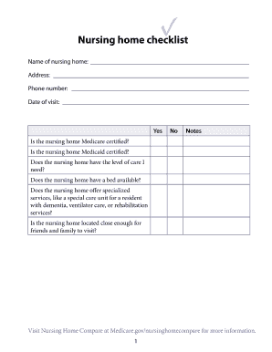 Nursing Home Checklist