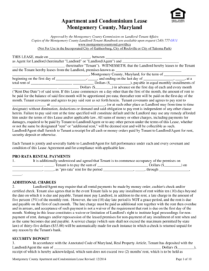 Montgomery County Apartment and Condominium Lease