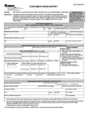 Virginia Vision Examination Report