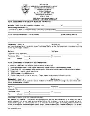 Security Interest Affidavit