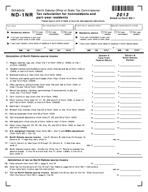 ND-1NR Tax Calculation for Nonresidents and Part-Year Residents