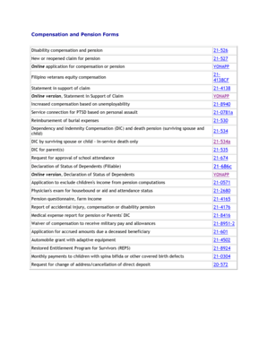 US Veterans Disability Compensation and Pension Forms