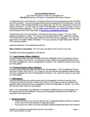 Decree of Divorce on Counterclaim With Minor Children