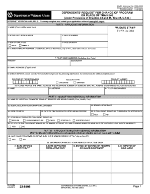 Dependents' Request for Change of Program or Place of Training