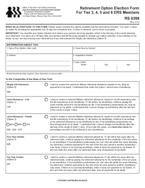New York State Retirement Option Election Form