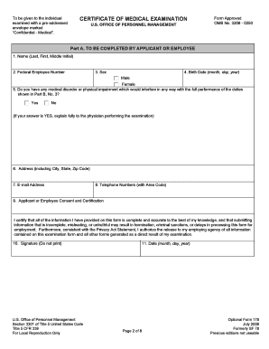 US Federal Medical Examination Form
