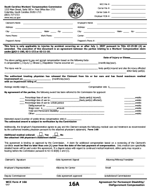 South Carolina Workers' Compensation Agreement