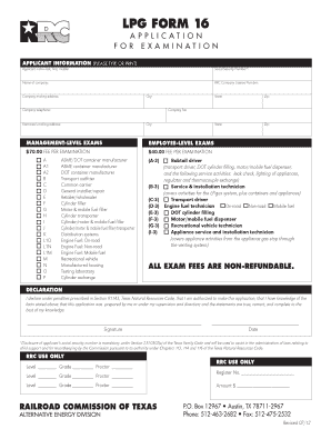 Texas LPG Form 16 Application
