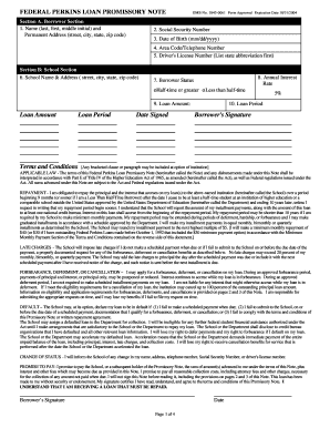 Federal Perkins Loan Promissory Note