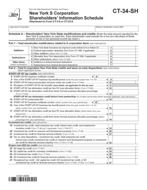New York S Corporation Shareholders’ Information Schedule