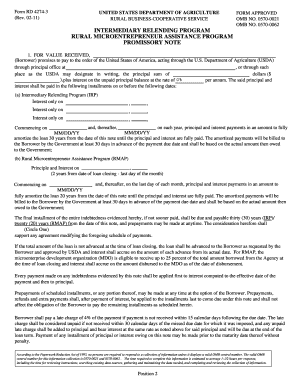 USDA Promissory Note for Rural Business-Cooperative Service