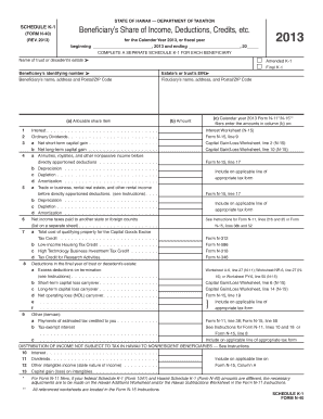 Hawaii Schedule K-1 Form N-40
