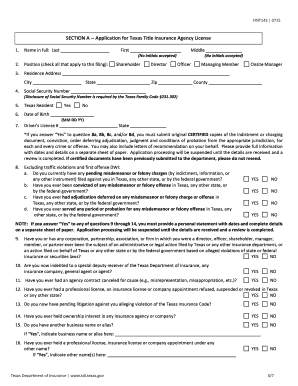 Texas Title Insurance Agency License Application