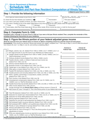 Illinois Schedule NR Tax Form