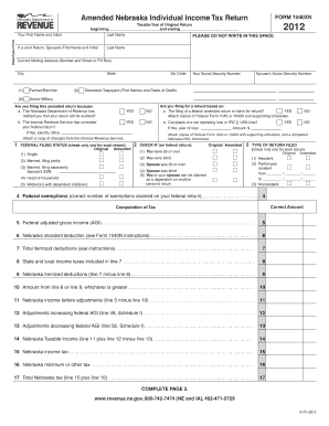 Nebraska Amended Individual Income Tax Return Form 1040XN