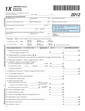 Wisconsin 1X Amended Income Tax Form
