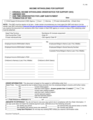 Income Withholding Order for Support