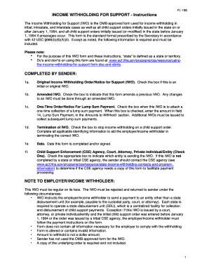 Income Withholding for Support Form FL-196